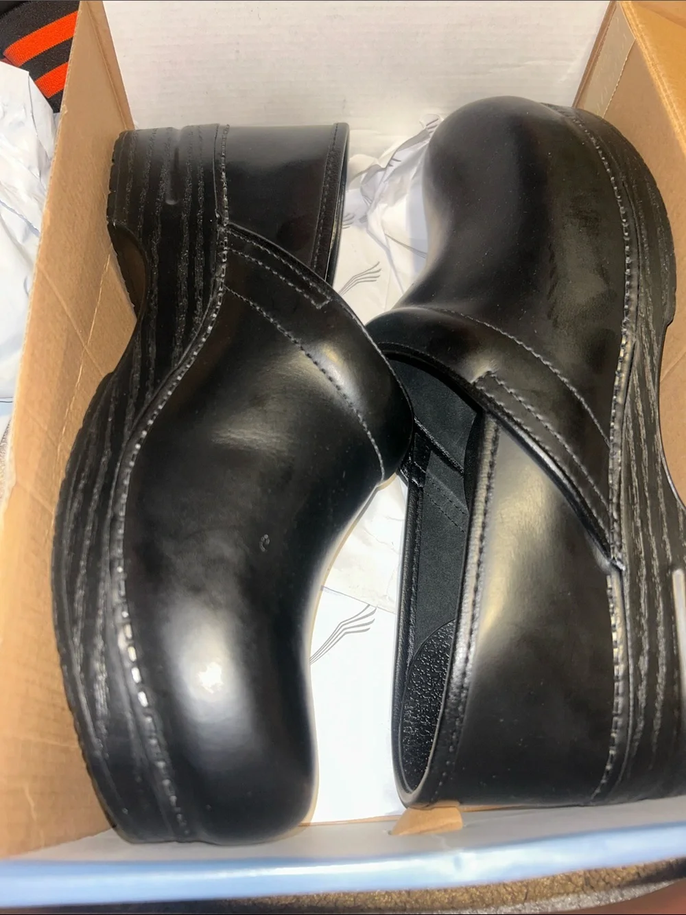 Dansko Black Slip-On Leather Clogs